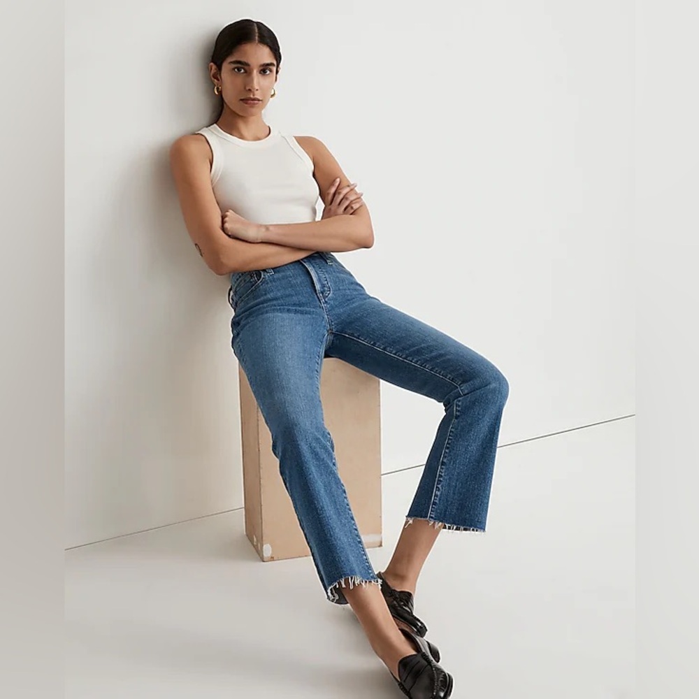 NWT Madewell Mid Rise Kick Out Crop Cherryville Was 28